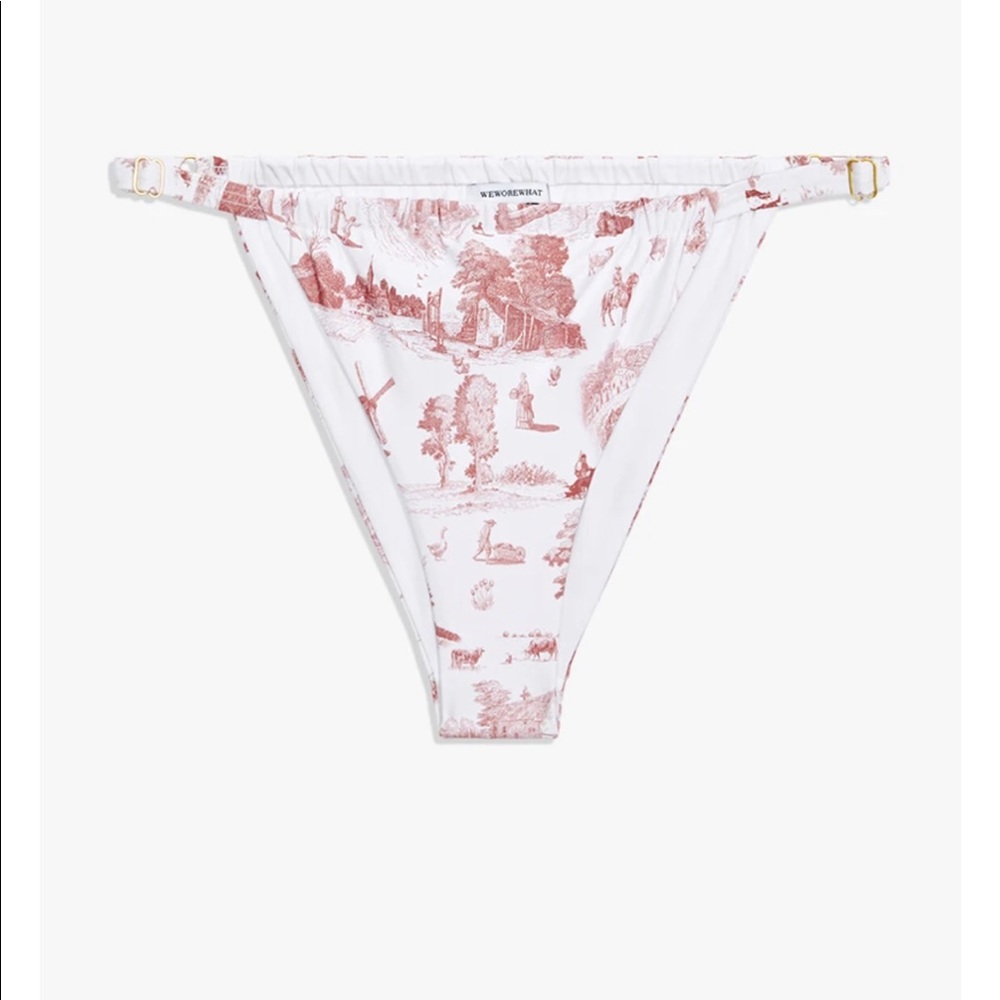 WeWoreWhat Vintage Toile Ruched swim bottoms L